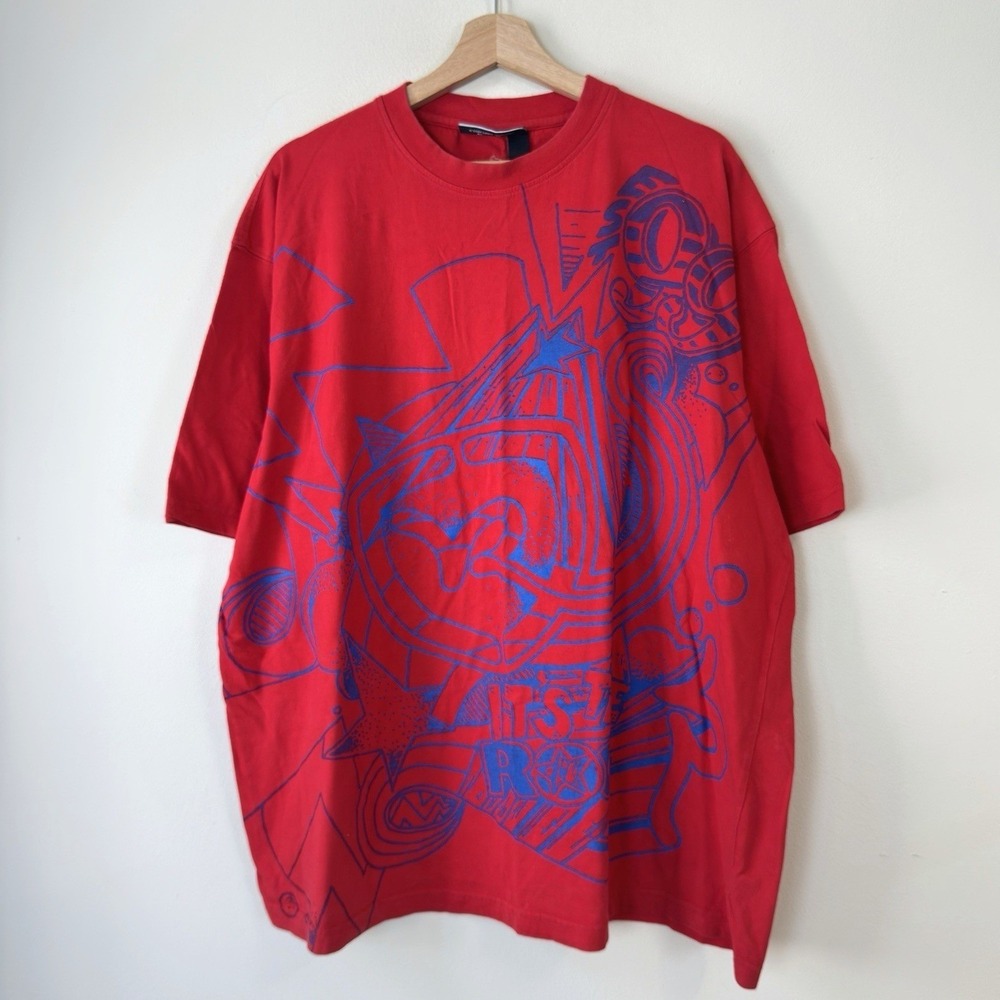 Vintage Y2k Roca Wear AOP Art Rap Hiphop Red Tee Shirt - XXL
